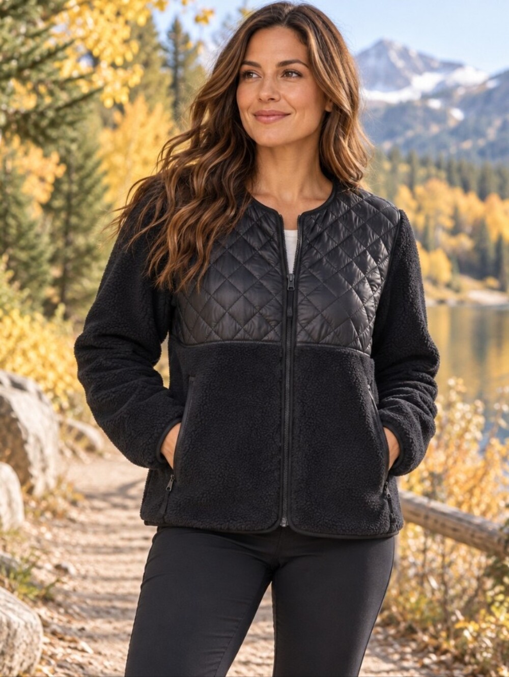 Patagonia Women’s Recycled Sherpa Hybrid Jacket Ink Black XL Wool Fleece